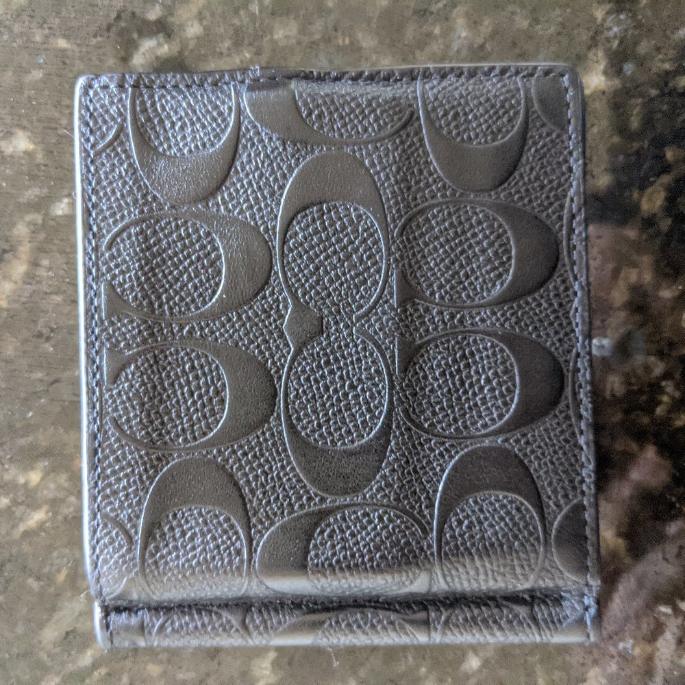 Coach Leather Wallet with Money Clip - Black